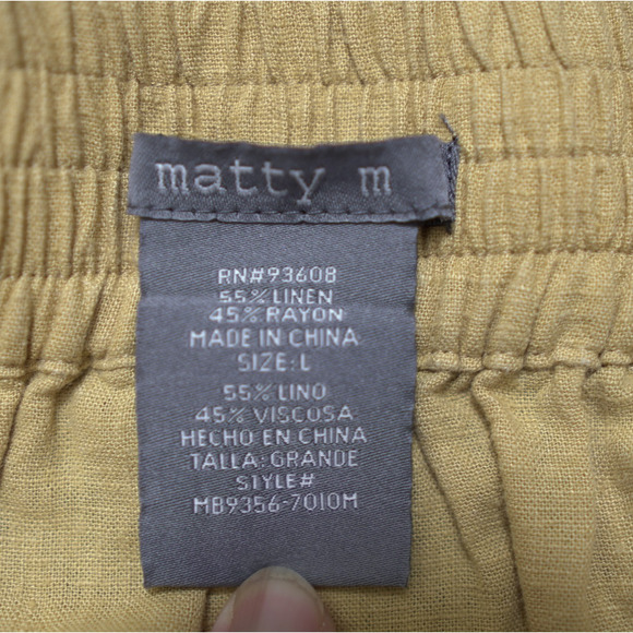 Matty M Tiered Midi Skirt Mustard Yellow Sz L Linen Blend Feminine Boho Pockets - Picture 3 of 9